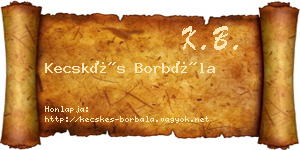 Kecskés Borbála névjegykártya
